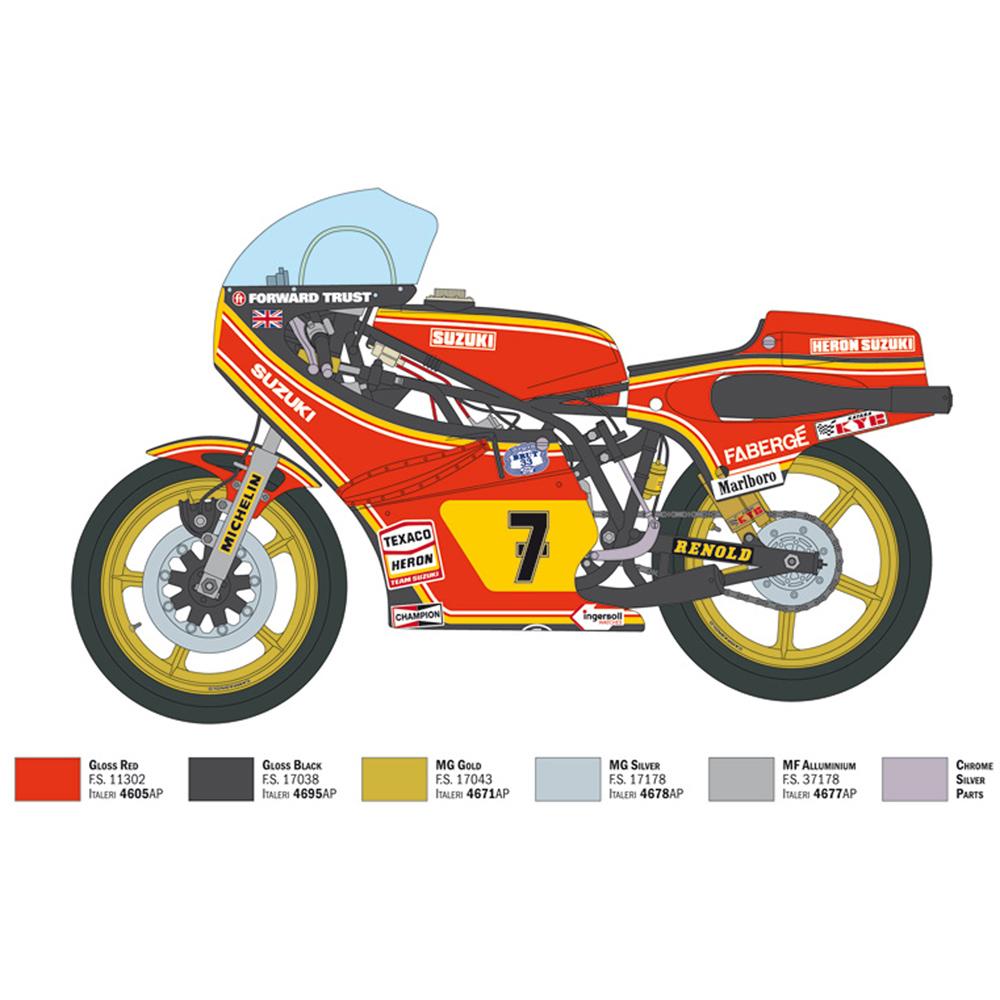 View 2 Italeri Suzuki RG 500 XR27 Heron Team 1978 Motorcycle Model Kit Scale 1:9 4644