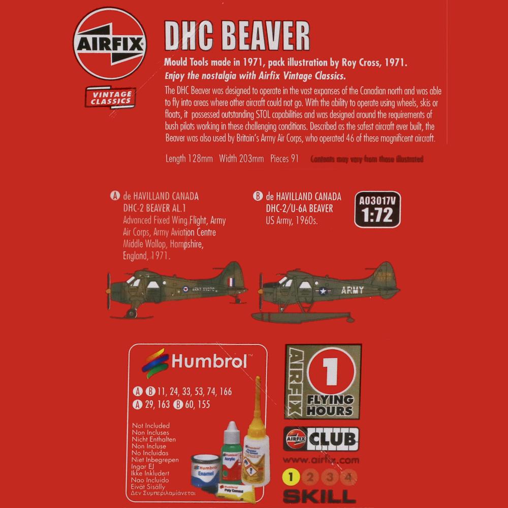 View 2 Airfix DHC Beaver Aircraft Vintage Classics Model Kit A03017V Scale 1/72 A03017V