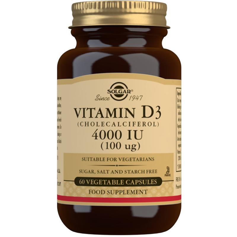Solgar Vitamin D3 4000iu (100µg) - 60 Vegetable CAPSULES SOLE52907