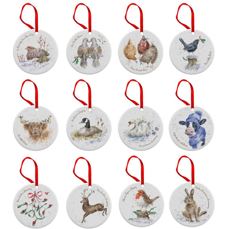 Royal Worcester Wrendale 12 Days of Christmas Decorations WN4023-XG