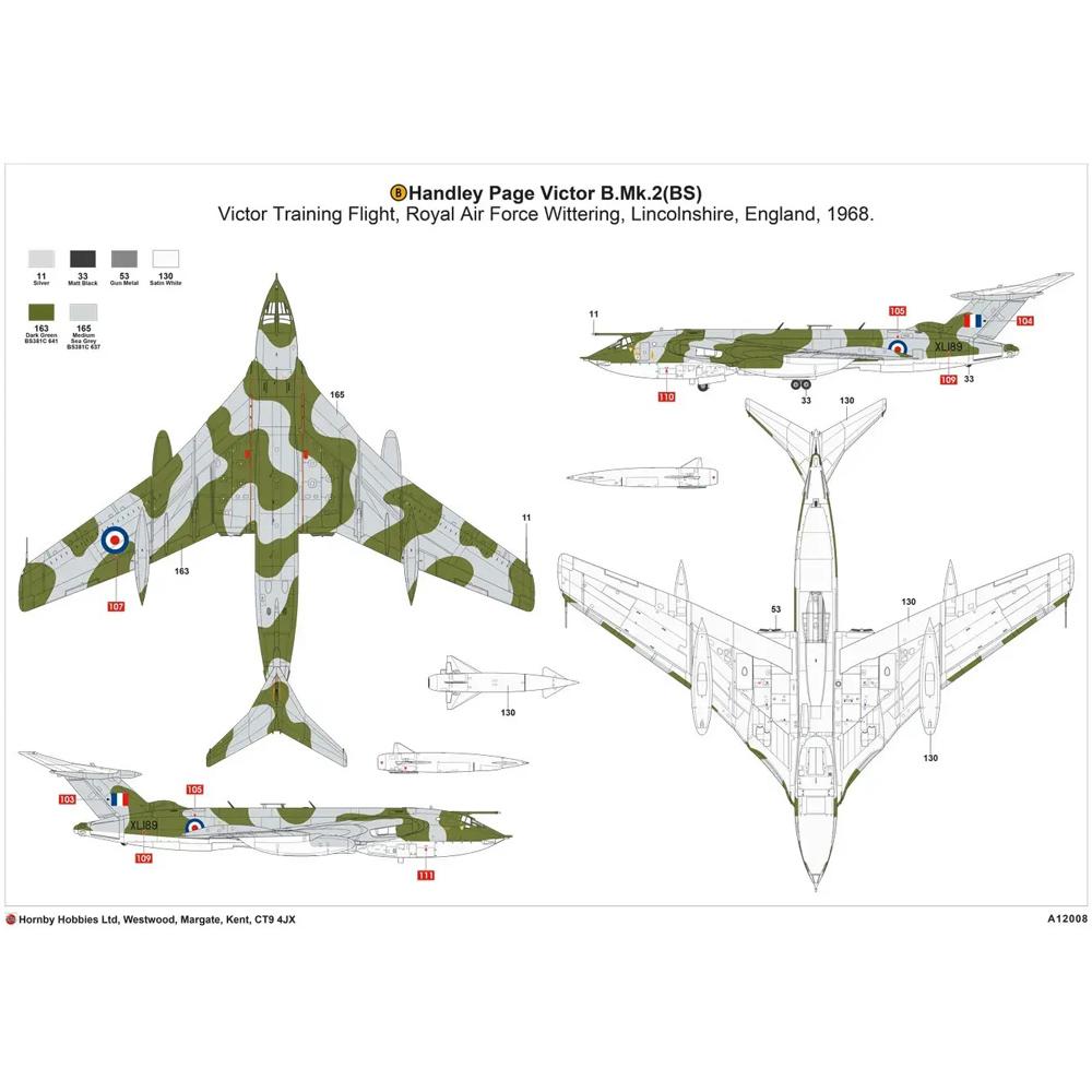 View 4 Airfix Handley Page Victor B Mk.2 (BS) Bomber Aircraft Model Kit Scale 1:72 HA12008