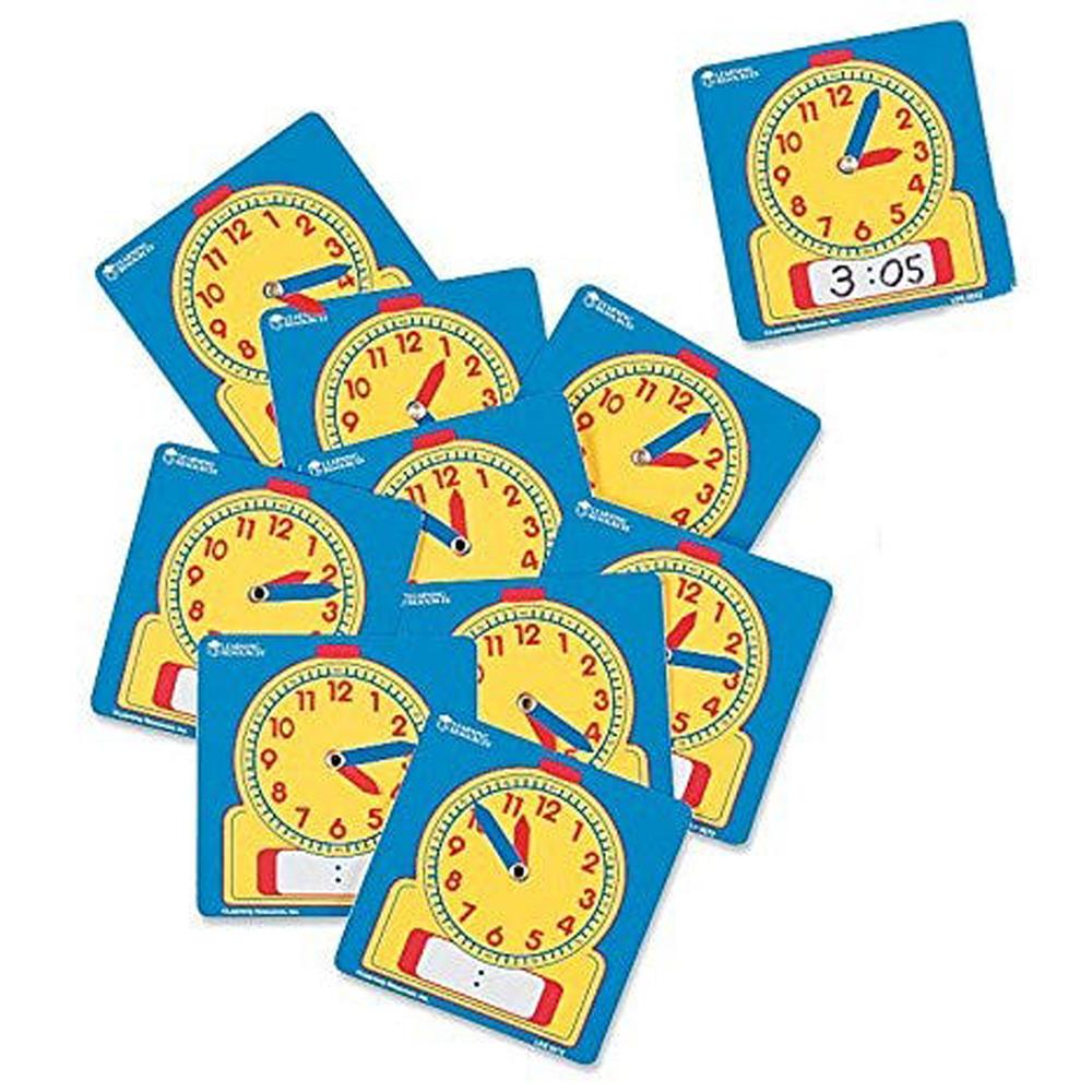 Learning Resources WriteOn/WipeOff Student Clocks Set of 10