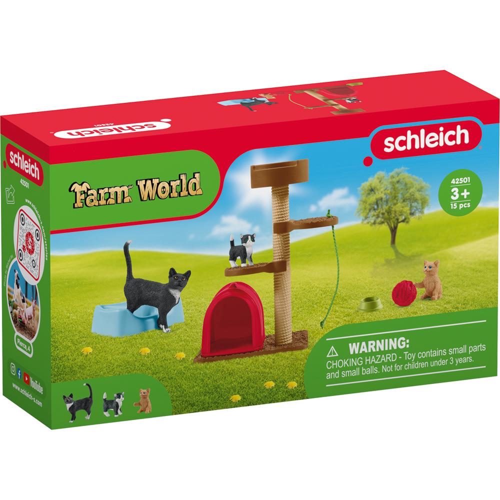 Schleich Farm World Playtime for Cute Cats Playset with Figures and Accessories SC42501V2