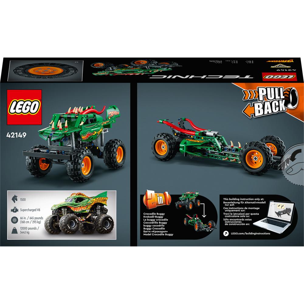 View 4 LEGO Technic Monster Jam Dragon Truck Building Set Toy 217 Piece L42149