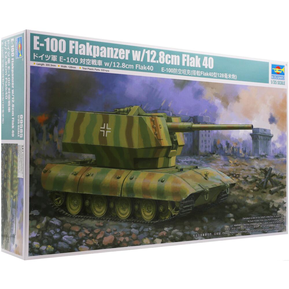 Trumpeter German E-100 Flakpanzer with Flak 40 Tank Military Model Kit Scale 1:35 09585