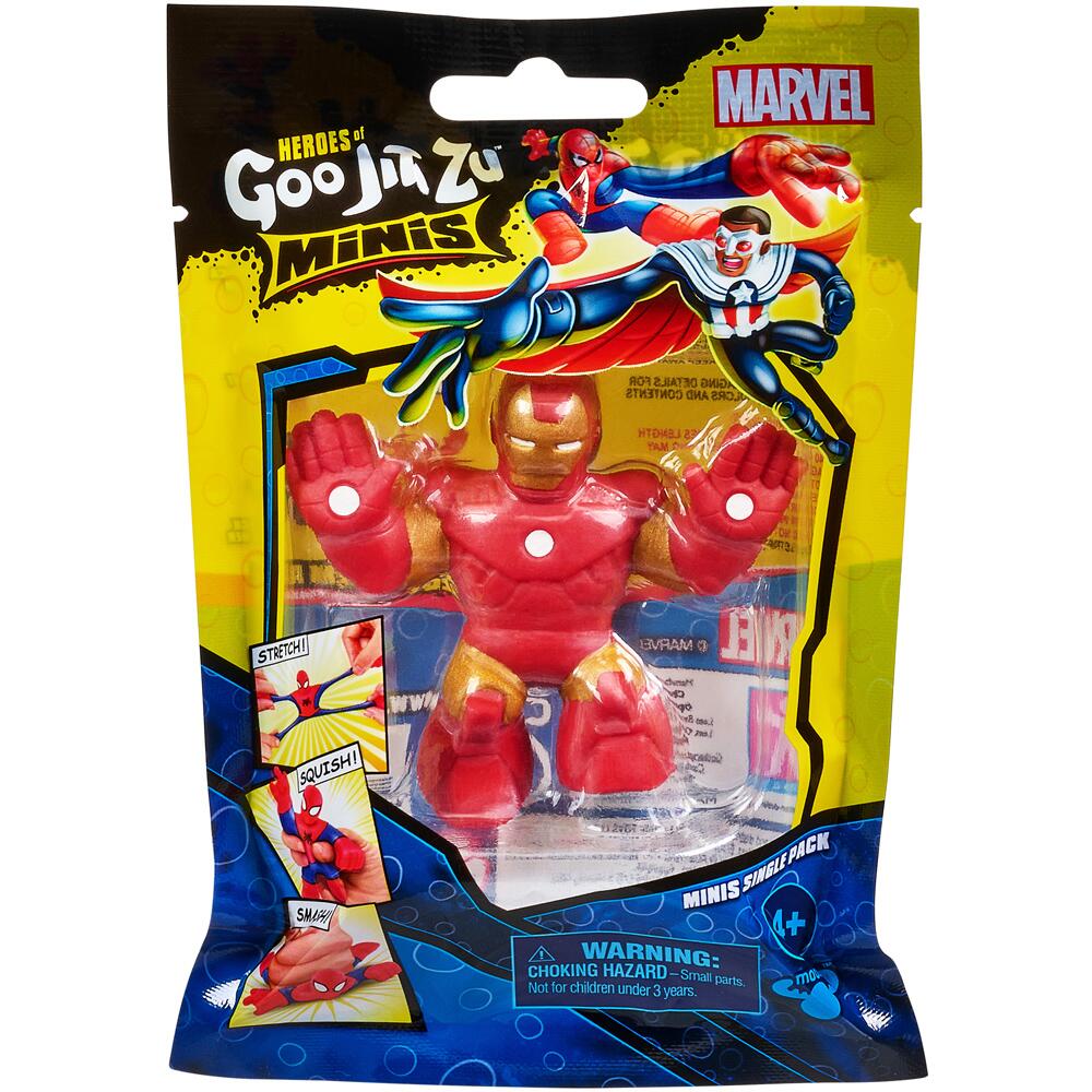Heroes of Goo Jit Zu Marvel Minis Single Figure Pack Iron Man for Ages 4+ 41380-IRONMAN