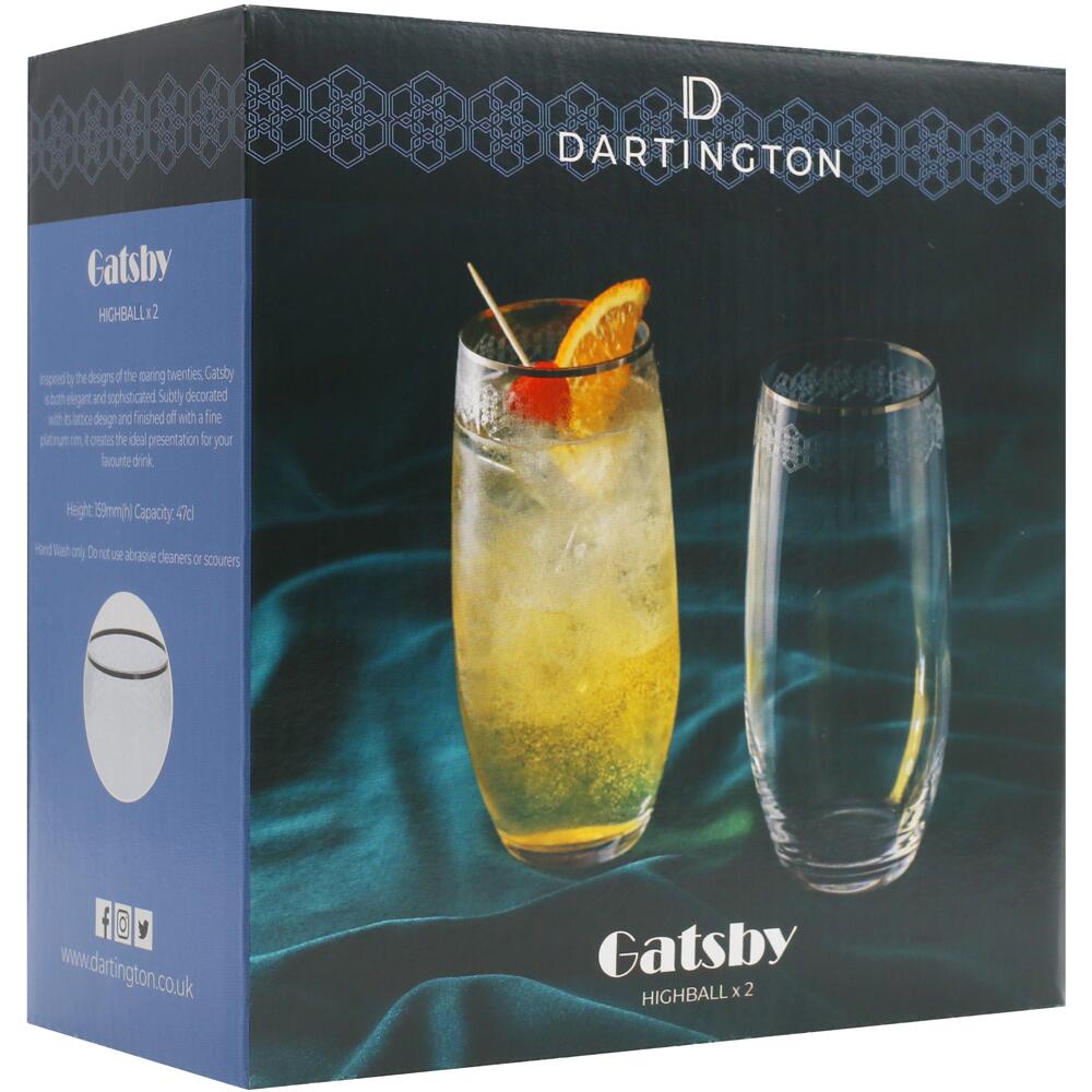 Dartington Gatsby Highball Glasses 470ml 15cm Tall Set of 2 GAT3562/7/P
