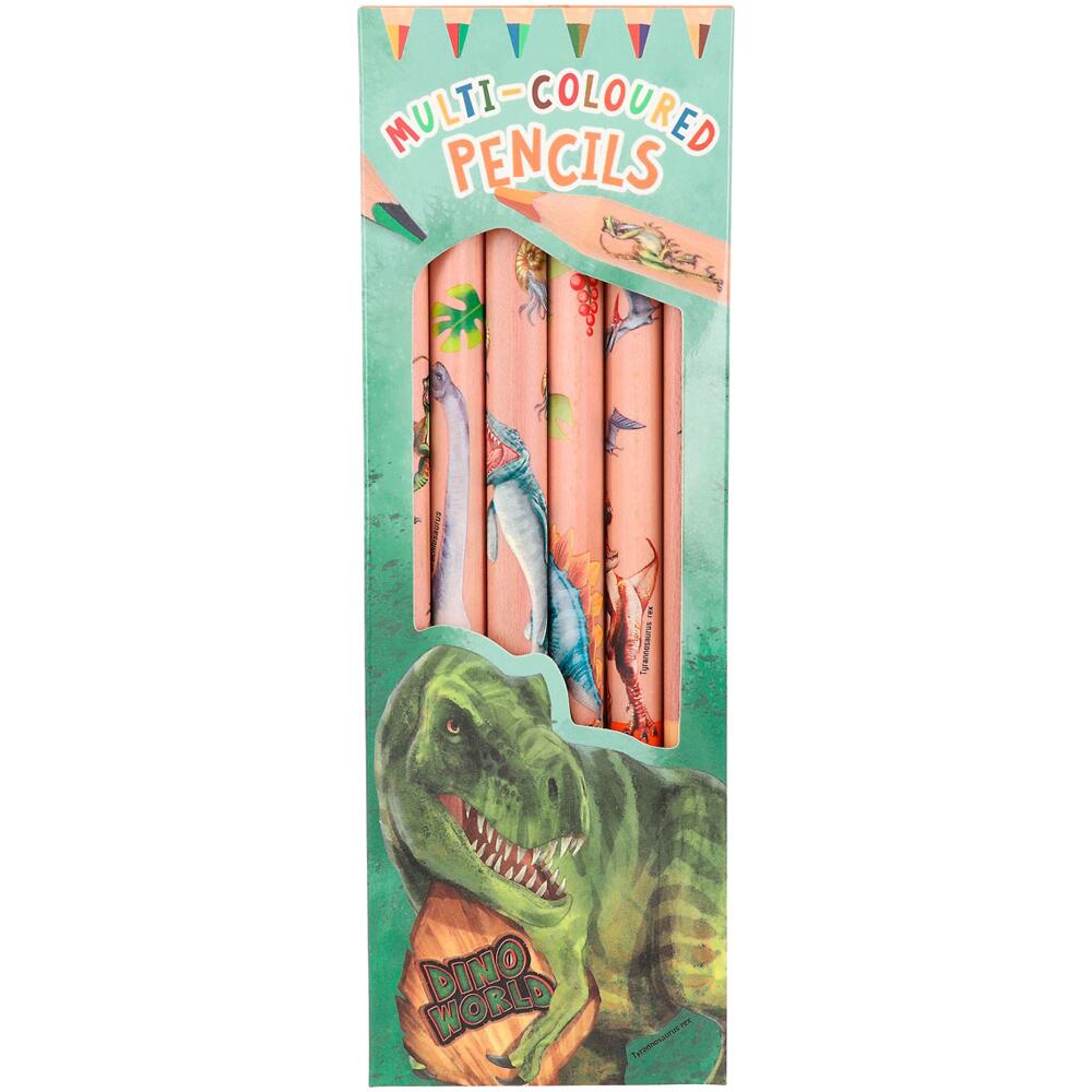 Depesche Dino World Multi Coloured Colouring Pencils Set of 6 for Ages 5+ 12100_A