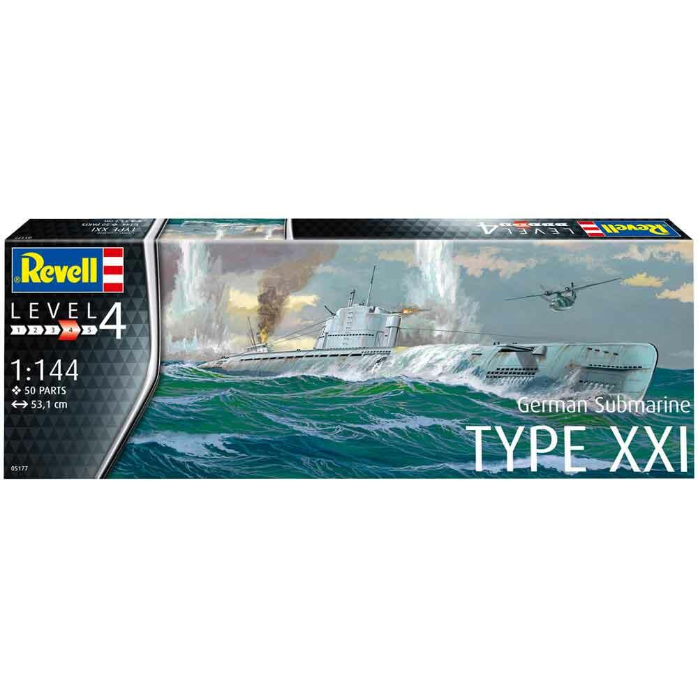 View 3 Revell German Submarine Type XXI Model Kit Scale 1:144 05177