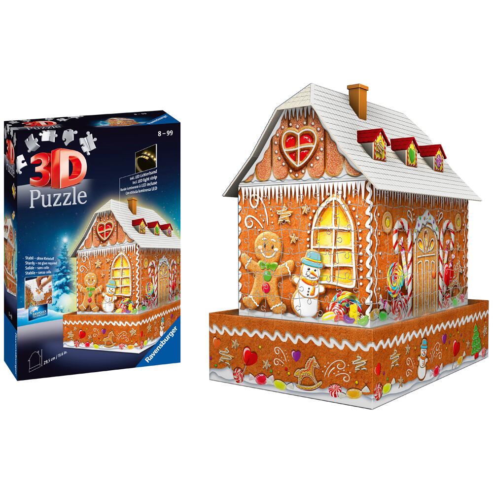 Ravensburger Gingerbread House 216 Piece 3D Jigsaw Puzzle with Lights 11237