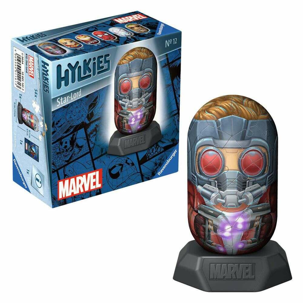 Ravensburger Hylkies Marvel #33 Captain America - Figura Da Collezione In Plastica, 54 Pezzi Da Assembrare Senza Colla, Con Supporto E Carta Da Collezione