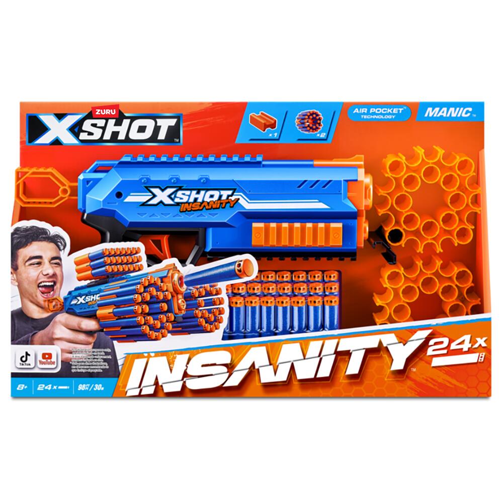 Zuru X SHOT Insanity Manic Dart Blaster with 24 Foam Darts 36603