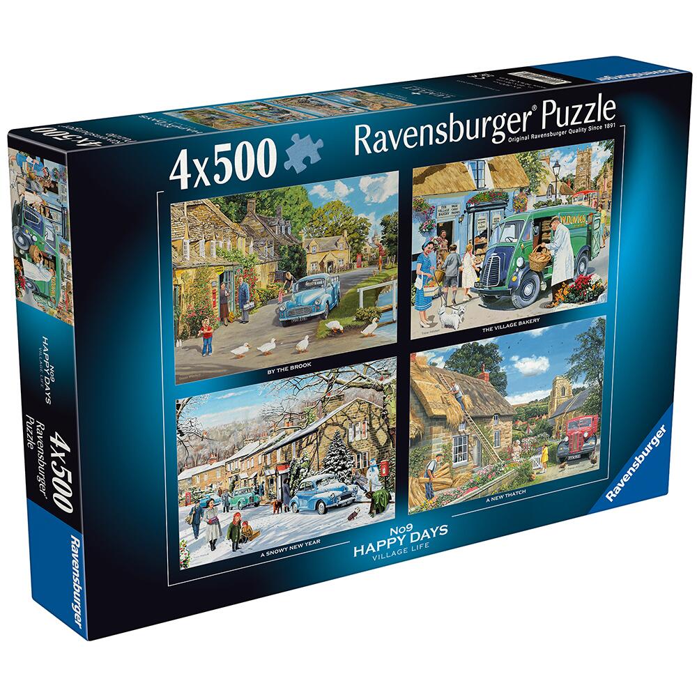 Ravensburger Happy Days No 9 Village Life 4x 500 Piece Jigsaw Puzzle 12001629