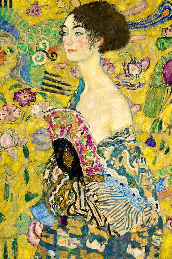 Lady with Fan (1918) Gustav Klimt wall art poster print