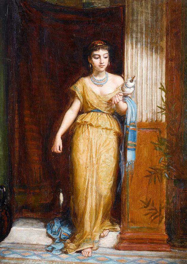 La Fileuse (1874) John William Waterhouse Pre-Raphaelite wall art print