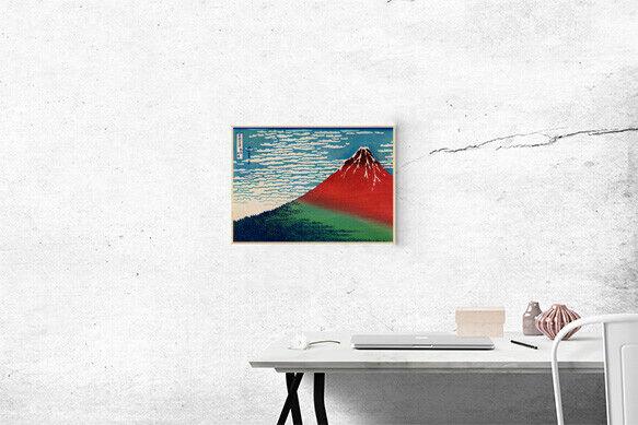 Stampa Artistica Ukiyo-e - Fuji Rosso Di Hokusai, Vento Leggero E Cielo Sereno, Formato A3