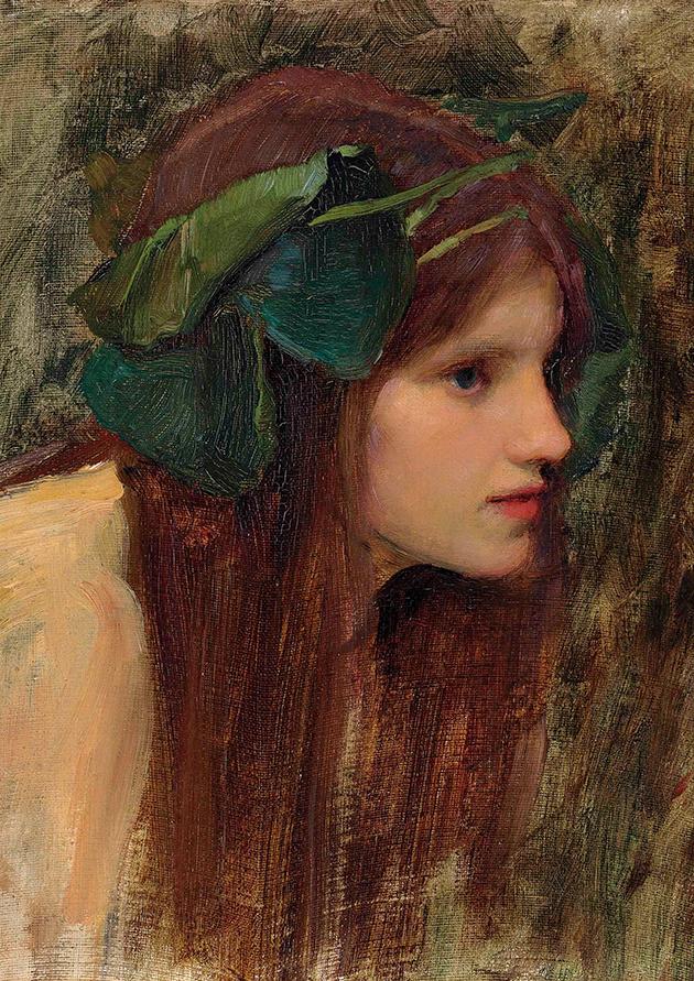 Female head study for A Naiad J.W. Waterhouse Pre-Raphaelite wall art print