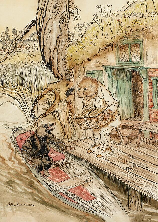 'Shove that under your feet,' he observed to the Mole, as he passed it ...