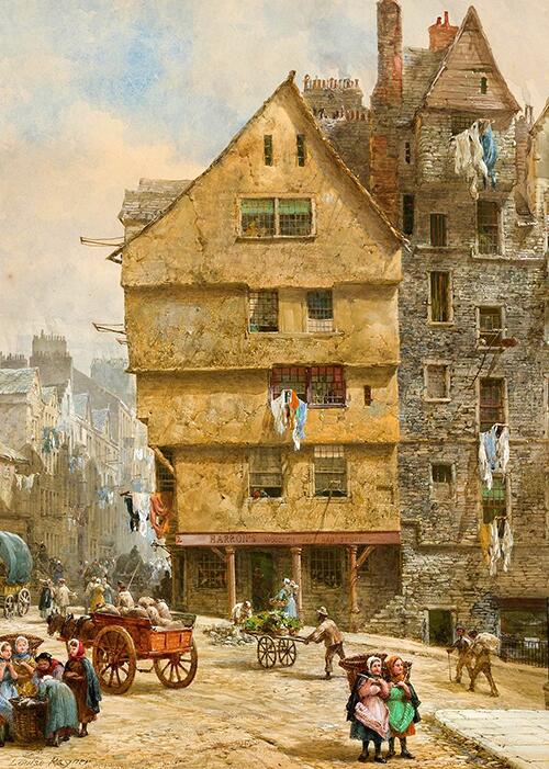 Edinburgh Rag Barron's Woolen and Rag Store Edinburgh Louise Rayner British wall art ...