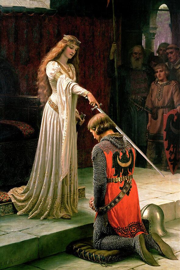 The Accolade (1901) by Edmund Leighton medieval knight wall art poster ...