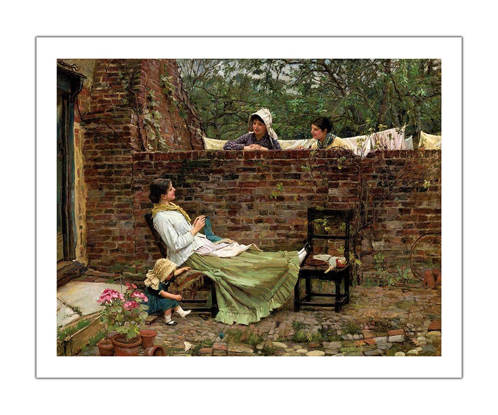 Gossip (1885) by John WIlliam Waterhouse Pre-Raphaelite wall art print