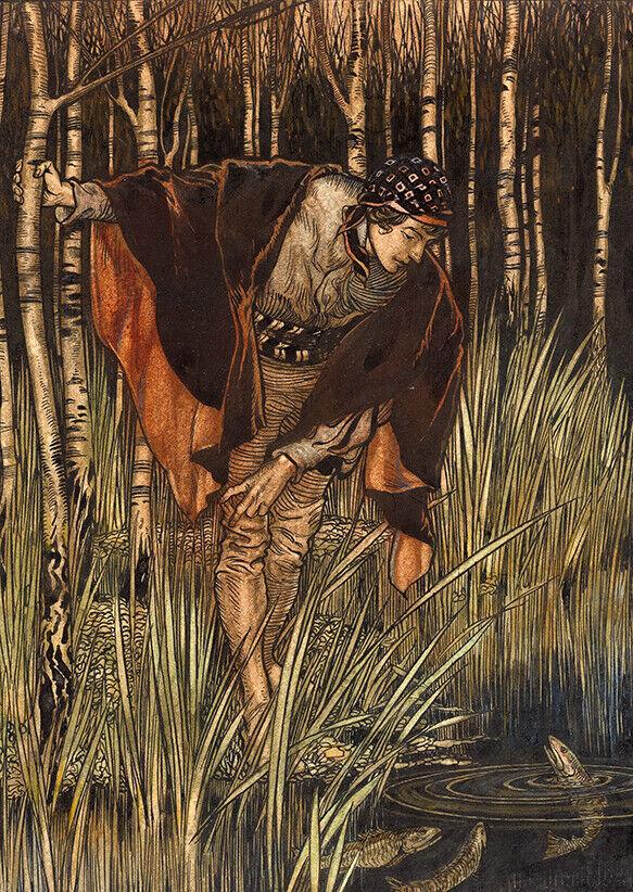 Grimm's fairy tales The young count and the fishes Arthur Rackham wall ...