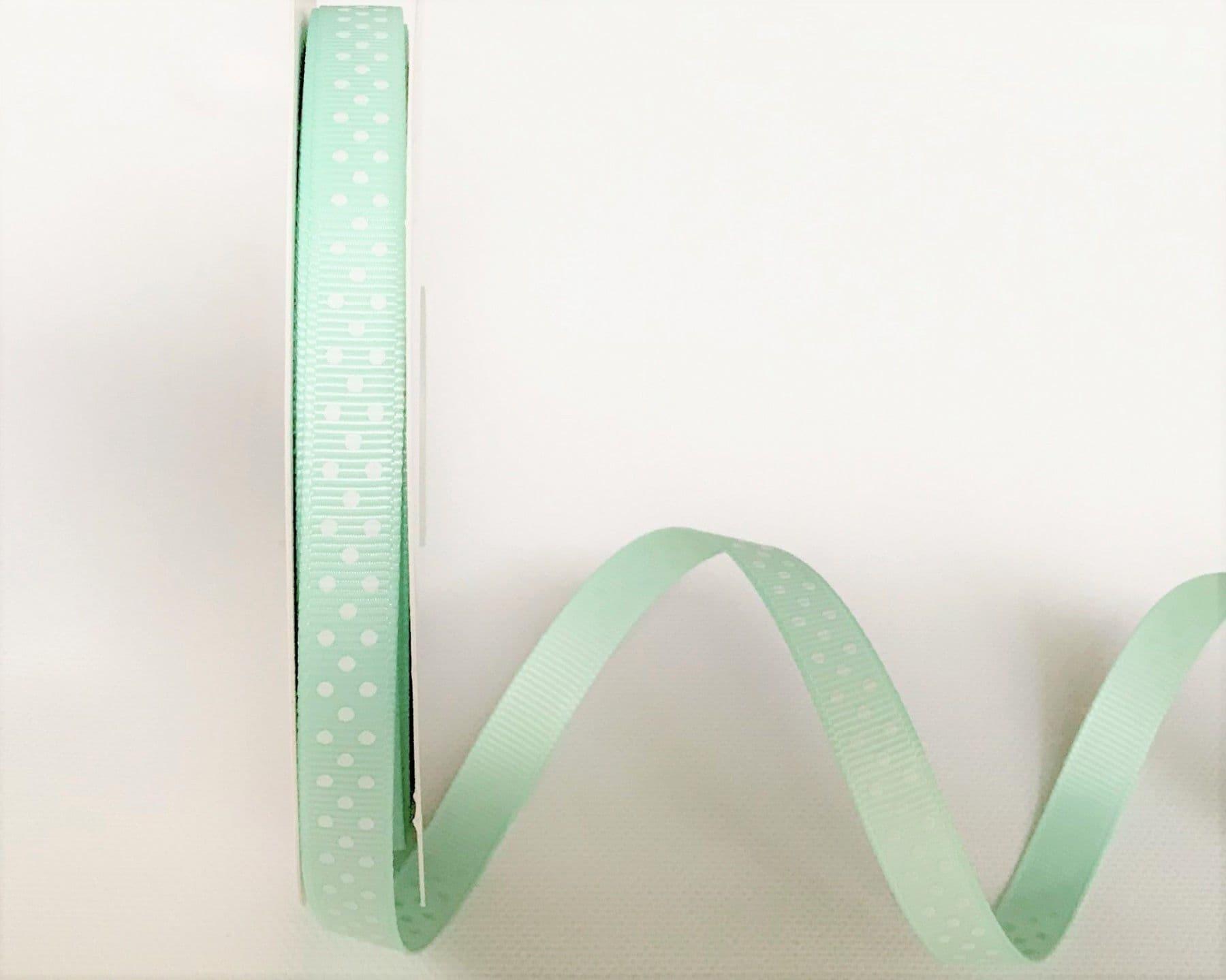 Spotty Ribbon, Satin Finish Ribbon, Polka Dot Ribbon in Green