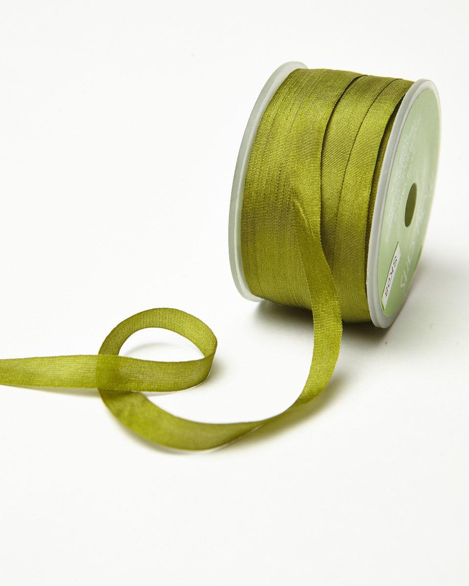 100% Pure Silk Ribbon by Threadart - 7mm Lime Green - No. 642 - 3 Sizes - 50 Colors Available, Size: 7 mm