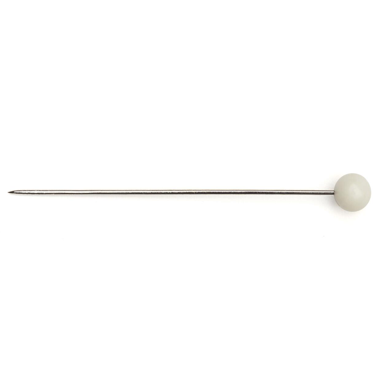 Singular white glass head pin