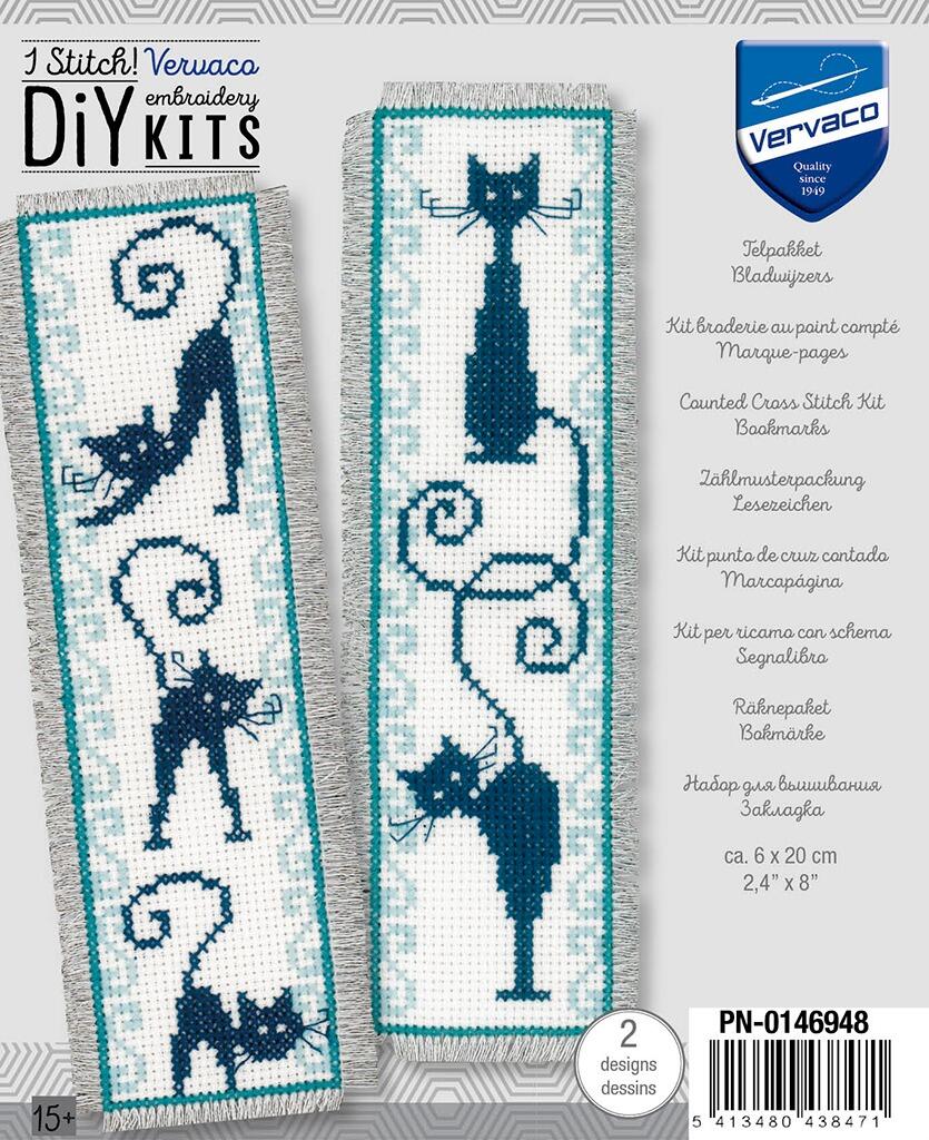 Vervaco Cheerful Cats Bookmark Counted Cross Stitch Craft Kit
