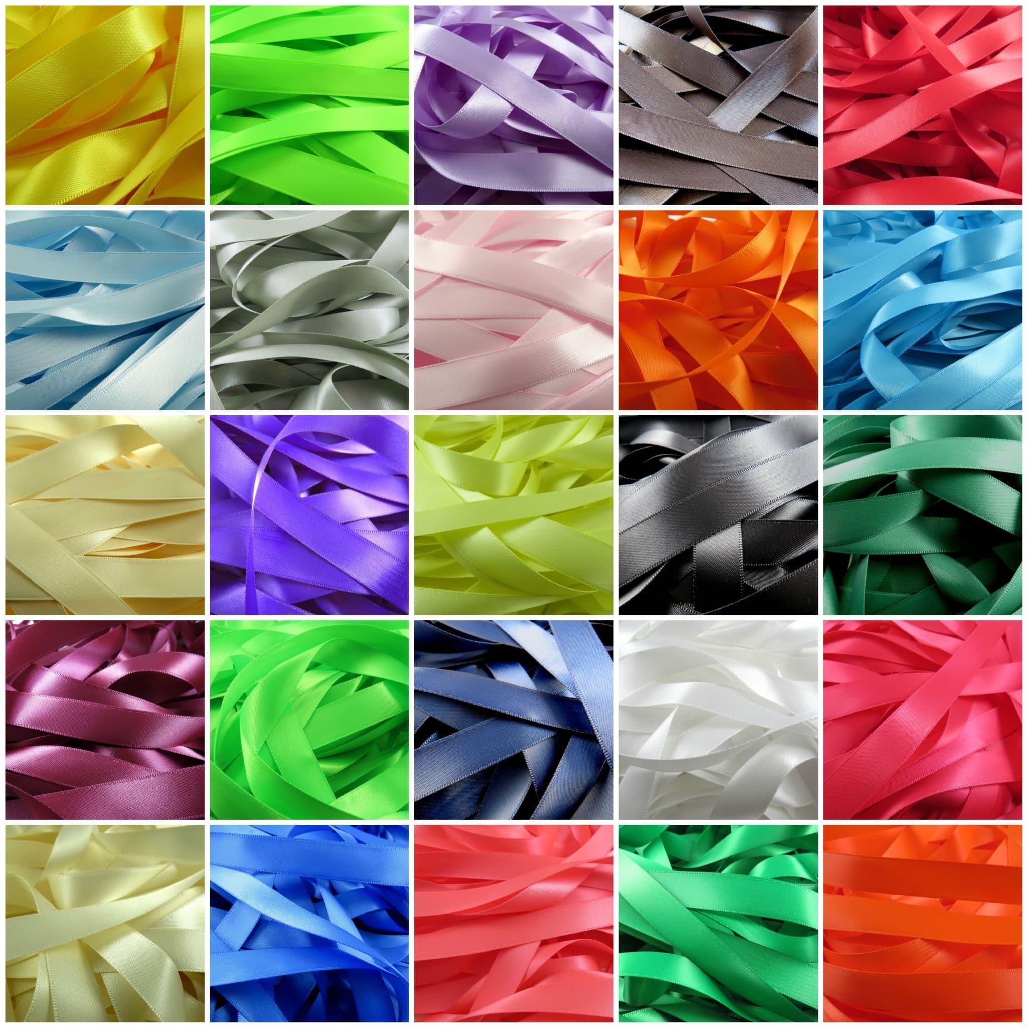 Rainbow Ribbon Solid Color Ribbon Satin Ribbon Assortment 10 Colors Double  Fac