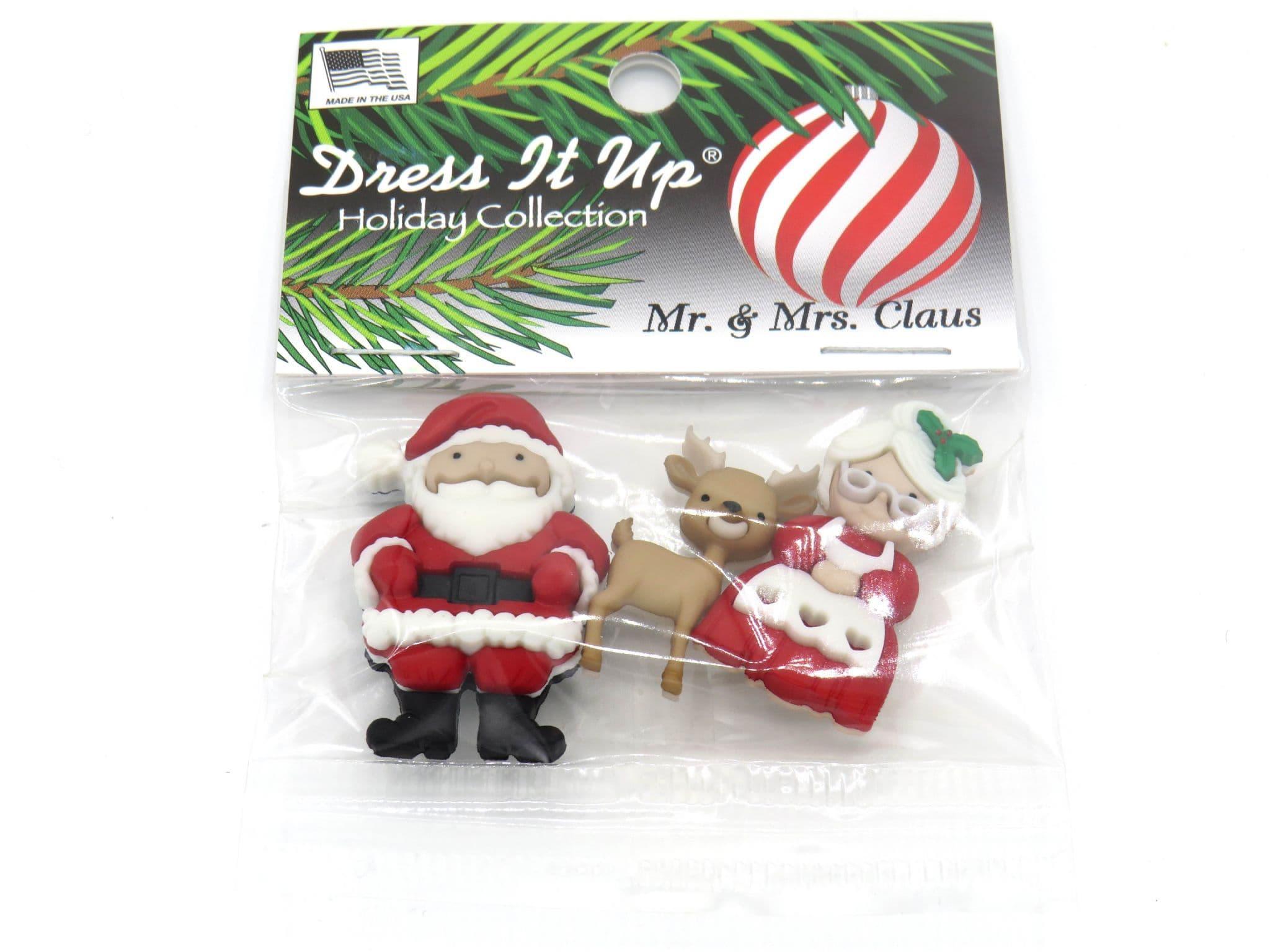 Mr Mrs Claus Christmas Dress it Up Hoop Shank Buttons