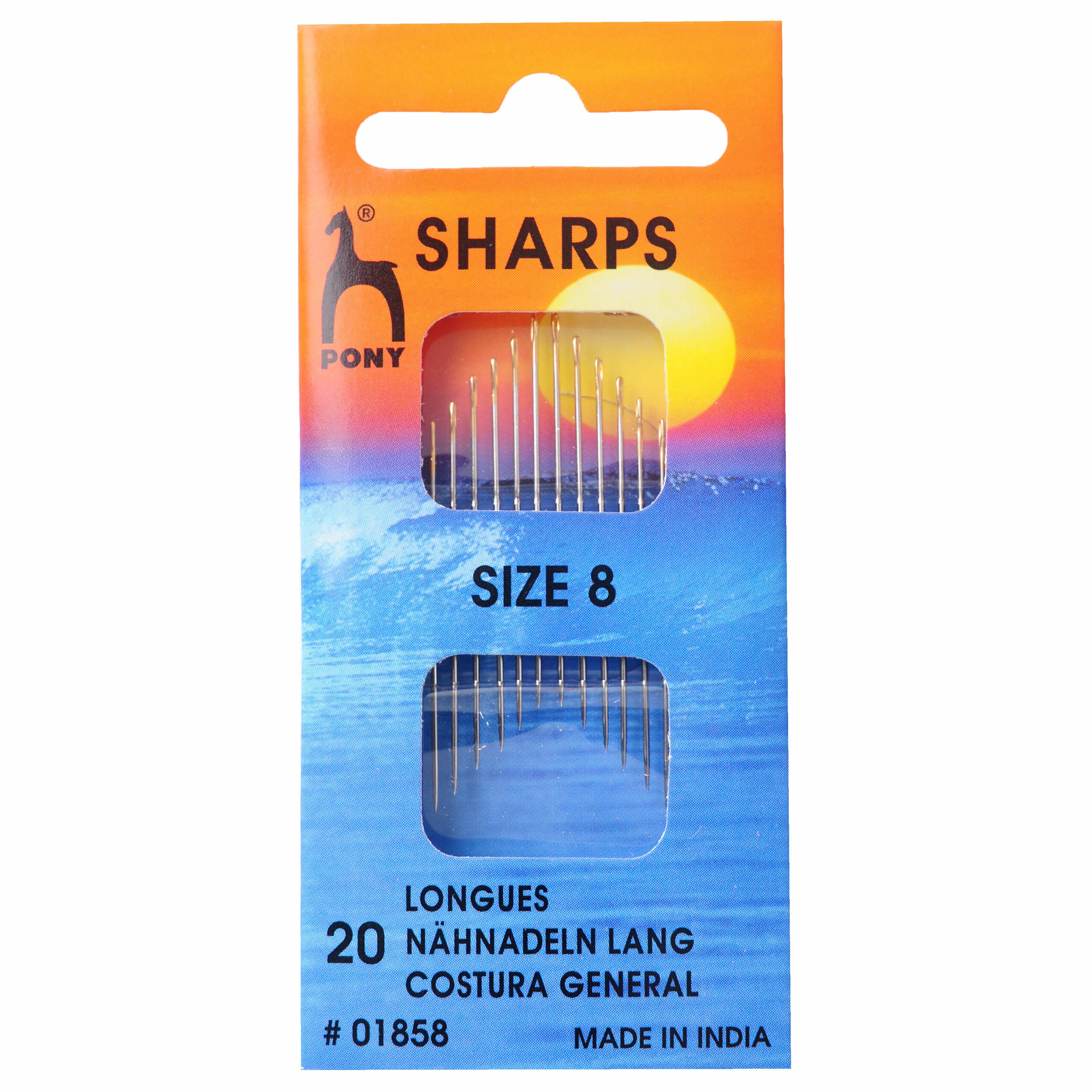 Pony Gold Eye Sharps Hand Sewing Needles Size 8