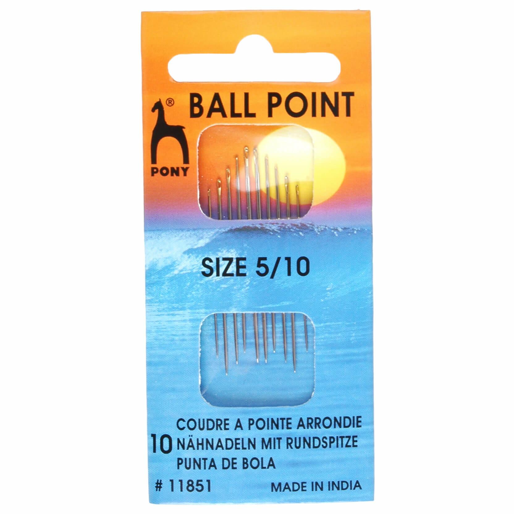 Pony Gold Eye Ballpoint Hand Sewing Needles Size 5-10