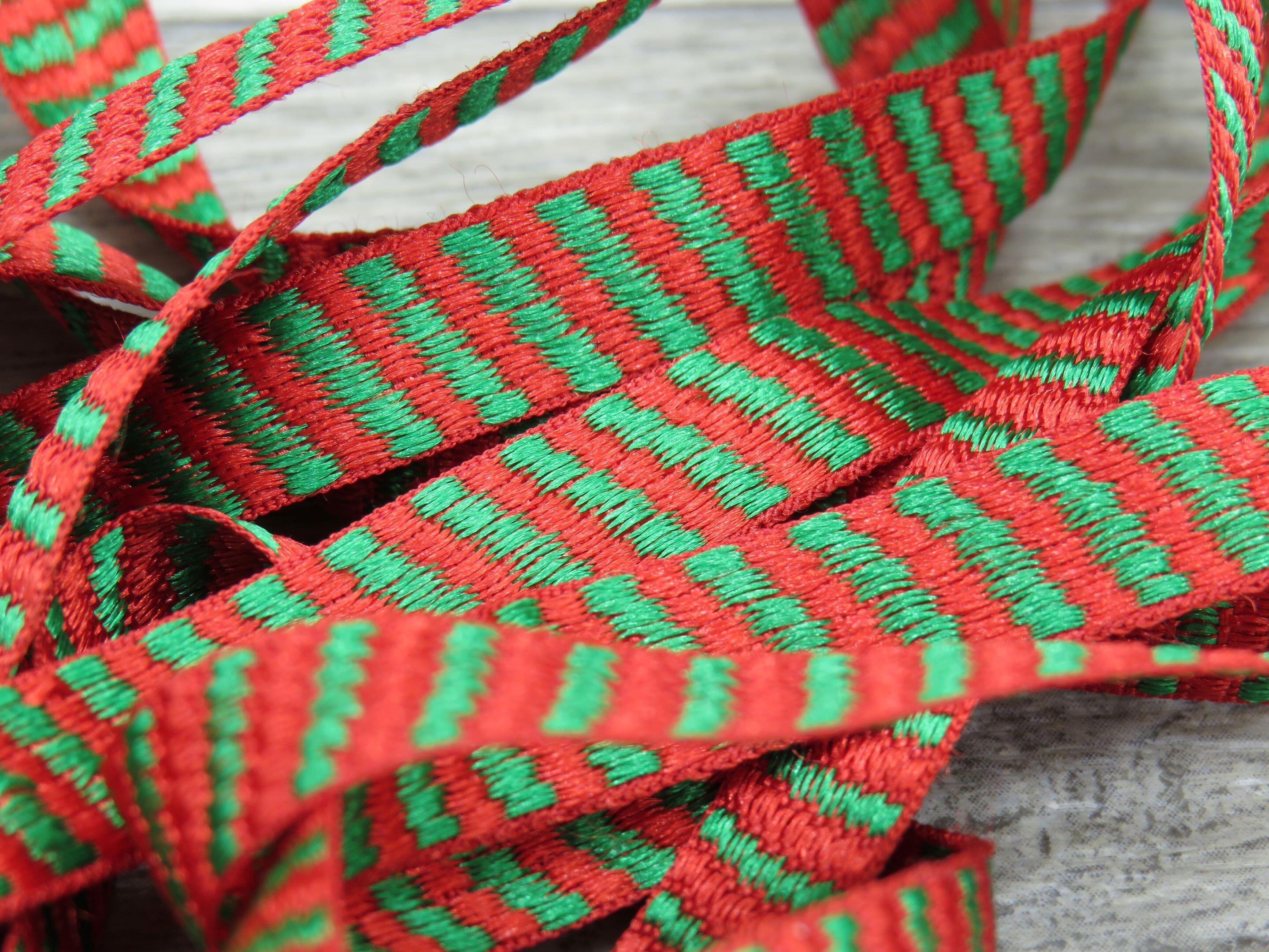 Bertie's Bows 10mm Candy Stripe Woven Christmas Ribbon
