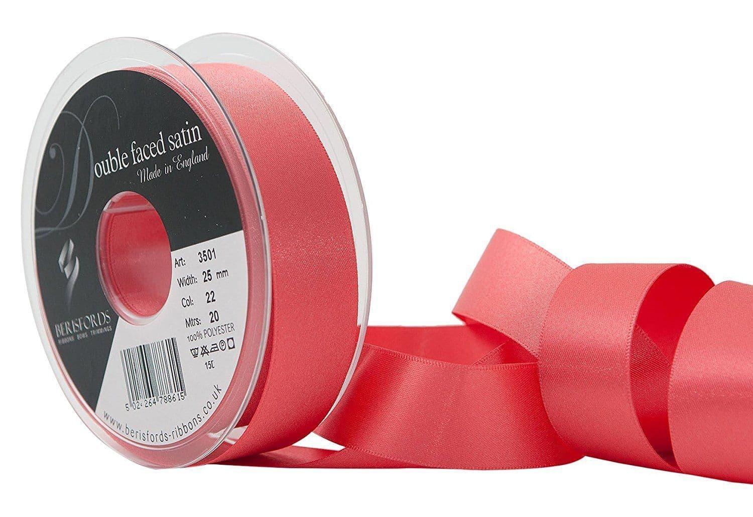 Christmas Red and Green Satin Ribbons Berisfords Trimmings 3 Metre