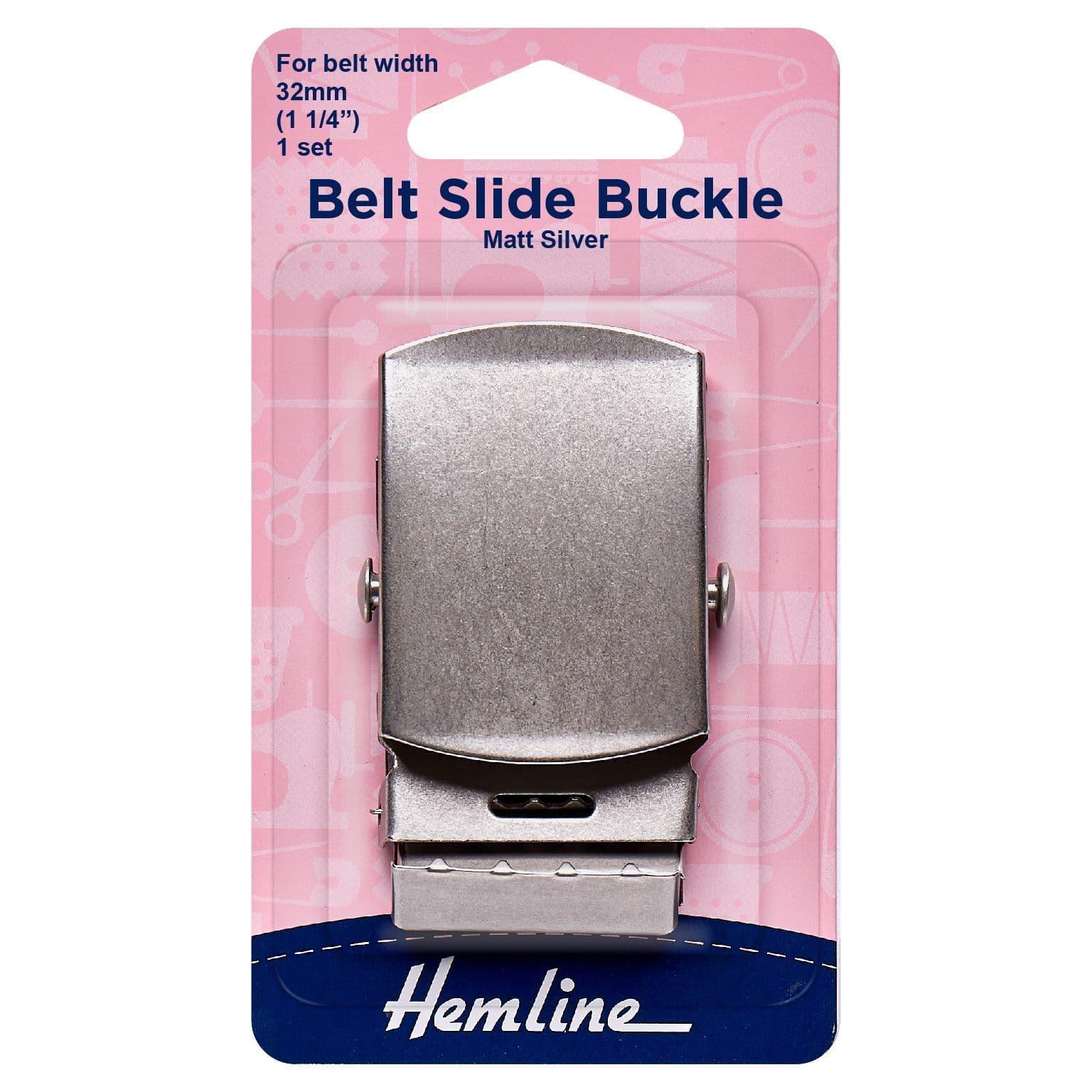 Hemline Belt Slide Buckle 32mm Matt Silver - 1 pc