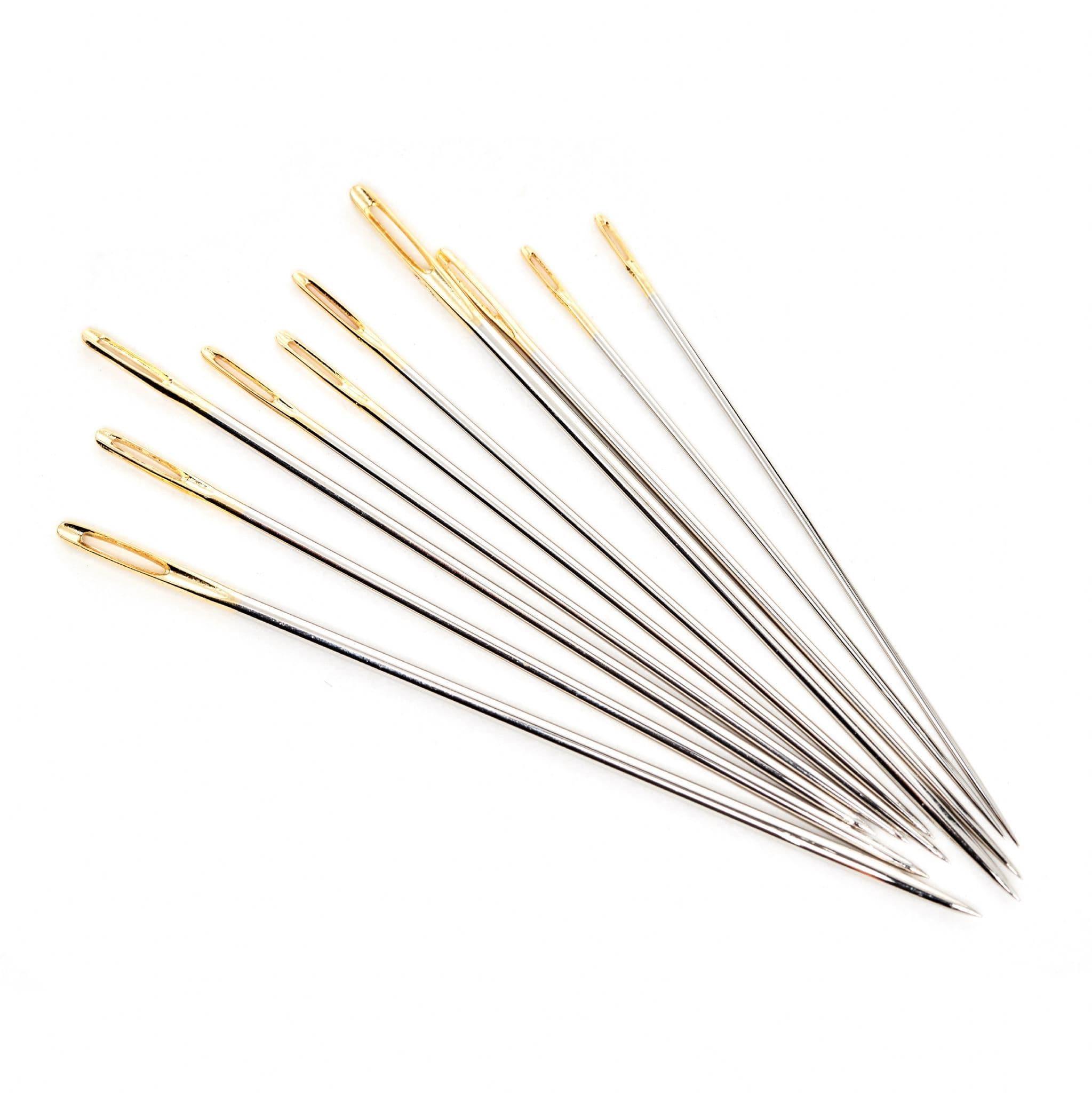 Hemline Gold Embroidery Hand Sewing Needles - Sizes 3-9 - 10 pcs
