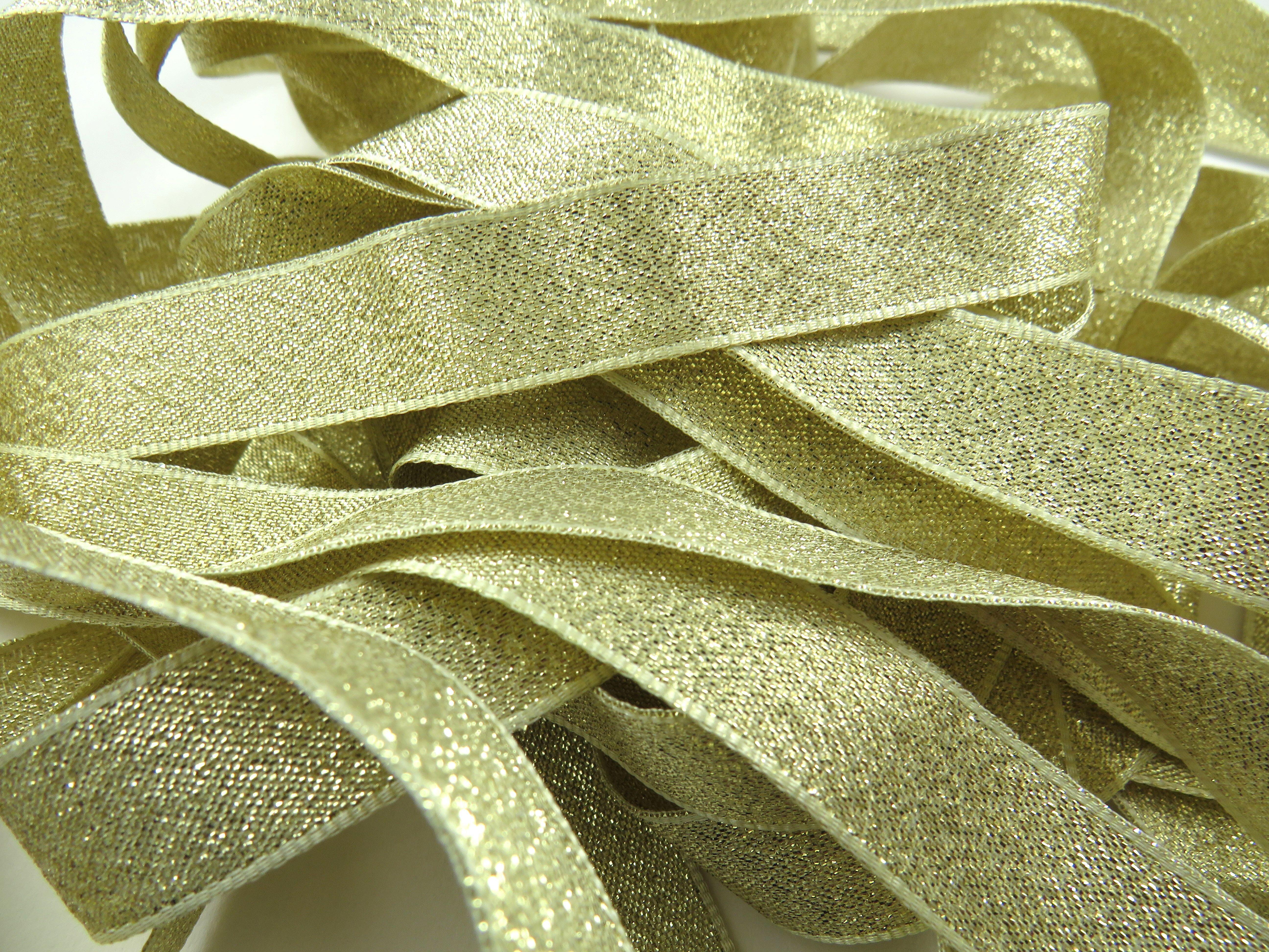 Antique Gold Ribbon BERISFORDS GOLD LAME 3/7/15/25/40mm 1m/3m/5m 10m Length  Golden Wedding Trim Dark Gold Sparkle Embellishment 