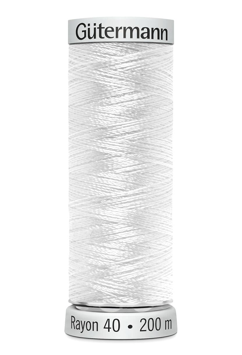 Col. 1001 Gutermann Sulky Rayon 40 200m - White