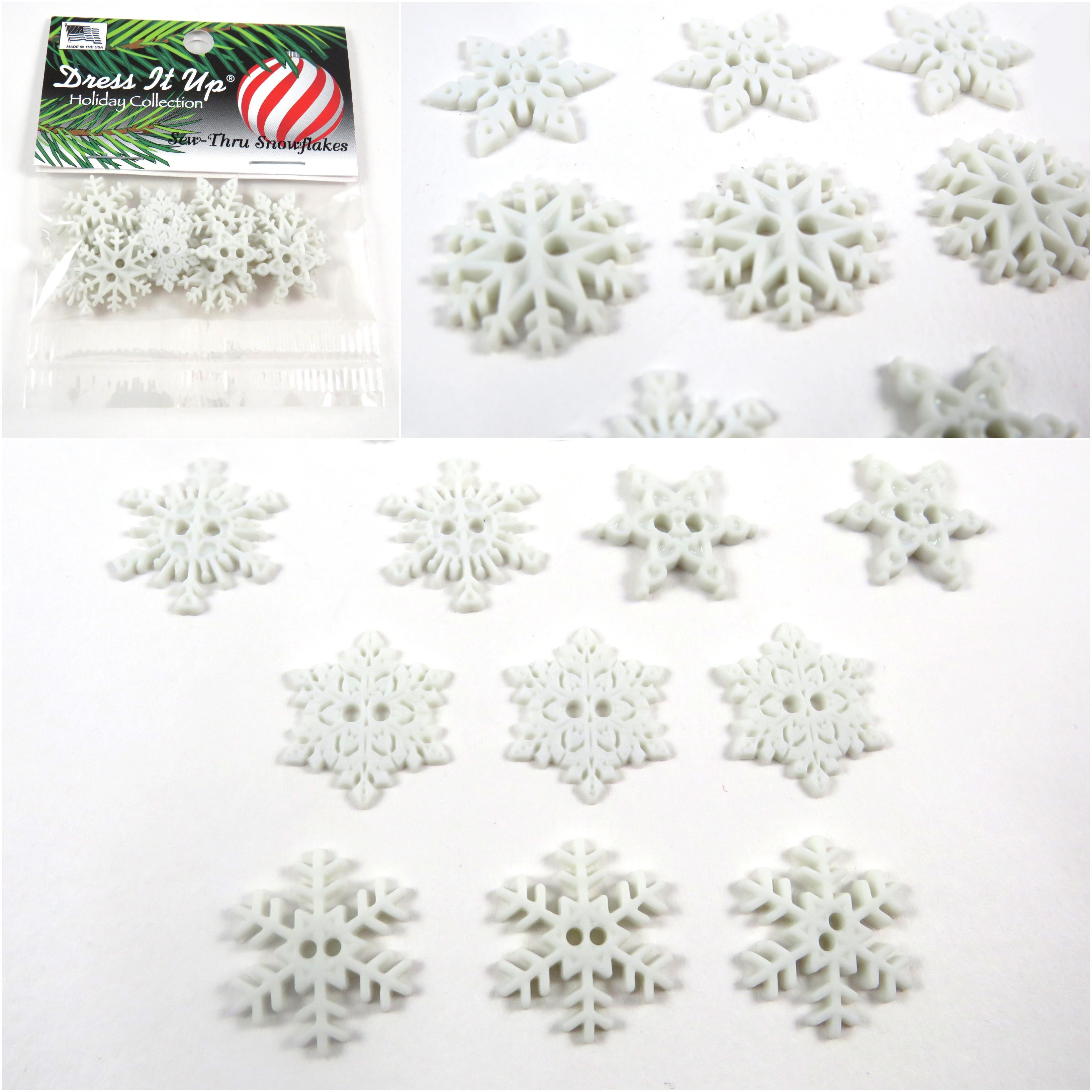 Dress It Up Holiday Collection Fancy Snowflake Buttons, 1'' Diameter, White, Craft Supplies from Factory Direct Craft