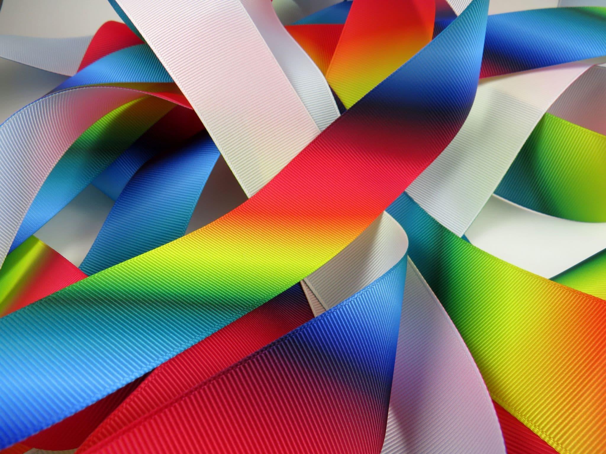 Rainbow Grosgrain Ribbon - Berties Bows - 6 Sizes - Per Metre