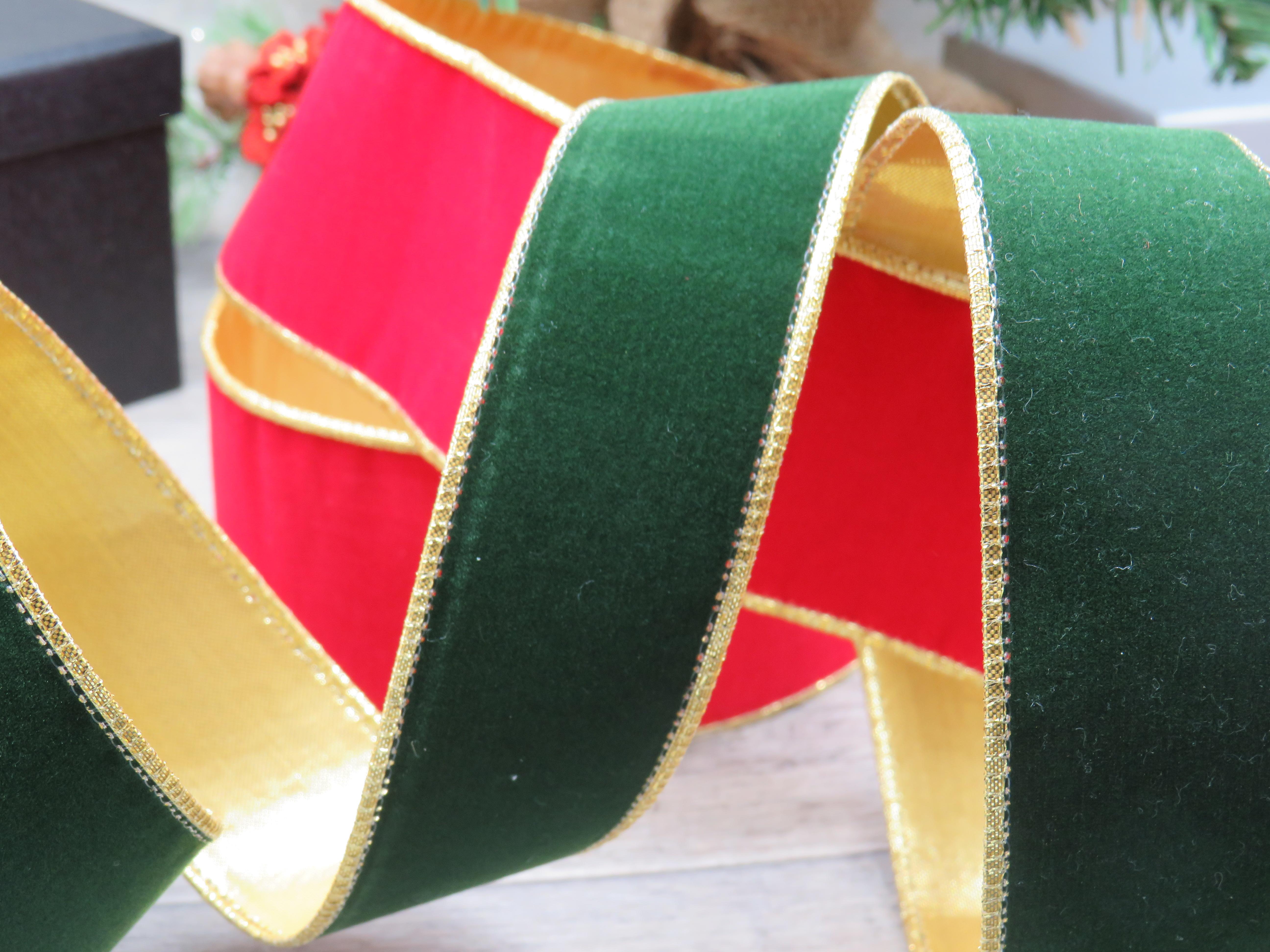 thumbnail image 2 of Homeford Red Velvet Christmas Ribbon With Gold Wired Edge - 6 Inch X 50 Yards 2 of 10