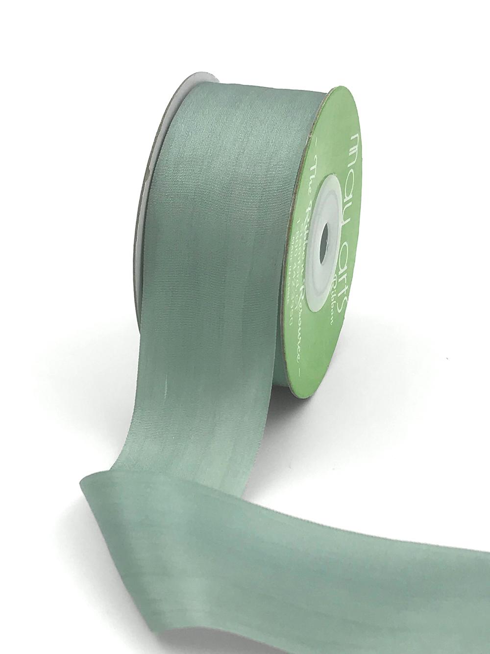 100% Pure Silk Ribbon by Threadart - 7mm Dk Sage - No. 653 - 3 Sizes - 50 Colors Available, Size: 7 mm, Green