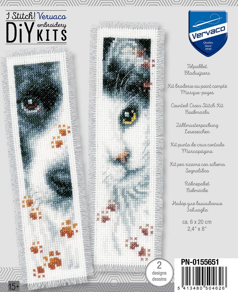 Vervaco Dog & Cat Bookmark Counted Cross Stitch Craft Kit