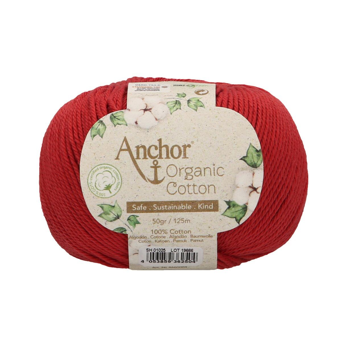 Filato Anchor Organic Cotton 50g – 100% Cotone Biologico Certificato GOTS, Colore 96, Per Uncinetto E Maglia