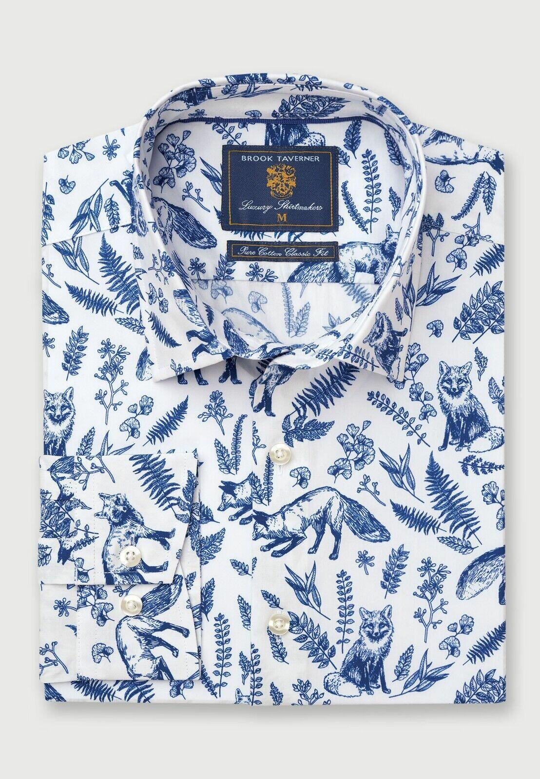 Brook Taverner Fox and Foliage Print Conversational Countryside Shirt