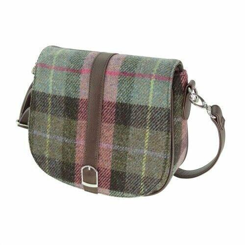 Ladies Authentic Harris Tweed Beauly Shoulder Bag - popular Deep Pink Check Tartan