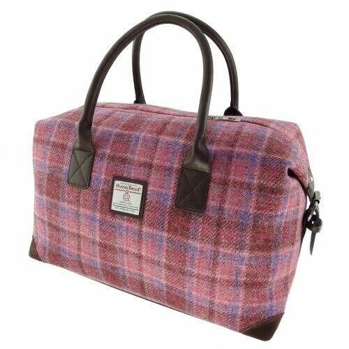 Harris Tweed high quality 'Clyde' Weekend Bag in Pink Check LB1026- COL 103