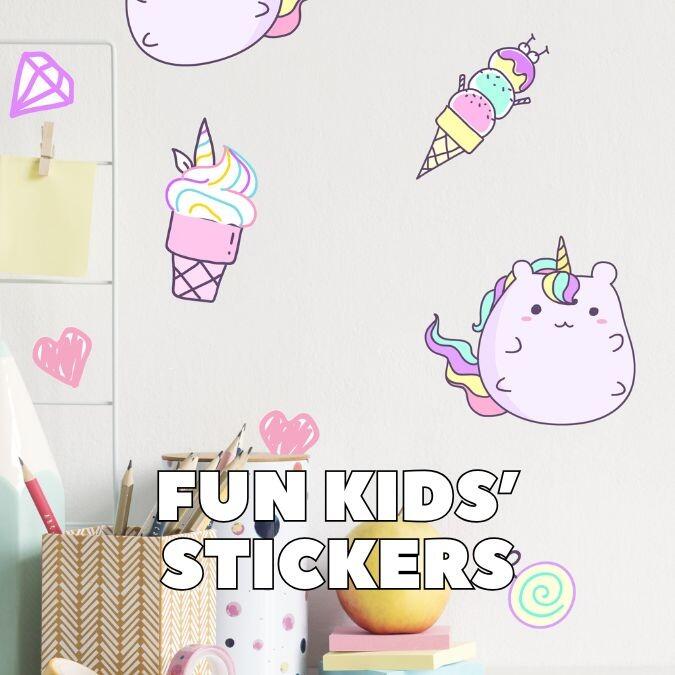 Fun wall stickers, kawaii wall stickers, fun stickers for kids